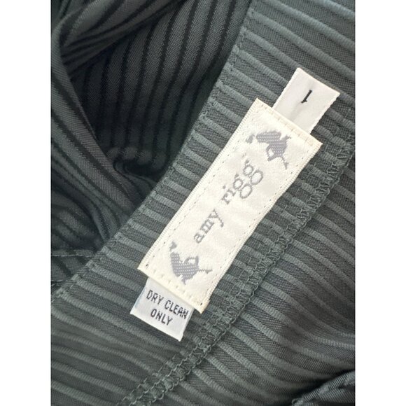 Amy Rigg Dress Gray Black Stripe Sleeveless Button Front Bow Pockets Size Small - Picture 5 of 5
